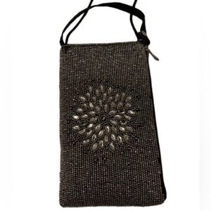 Beaded Floral Evening Bag 7x4.5 Inches